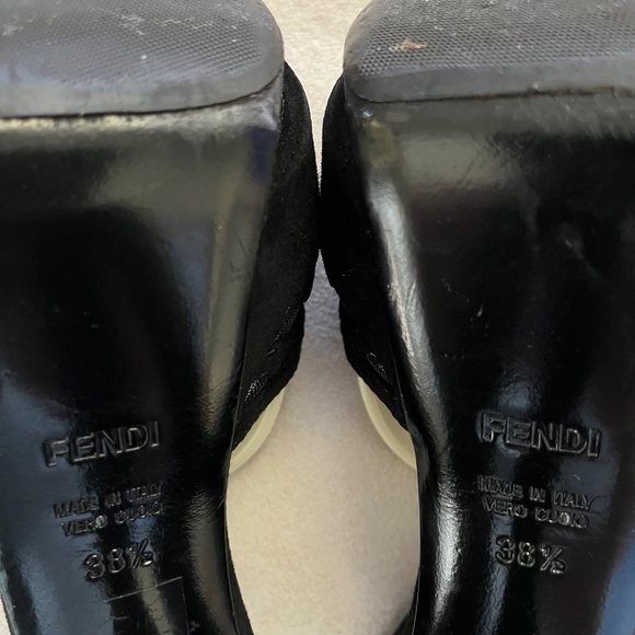 Fendi Black Leather Platform Sandals.  Size 38.5 US 8.5 - Picture 14 of 14